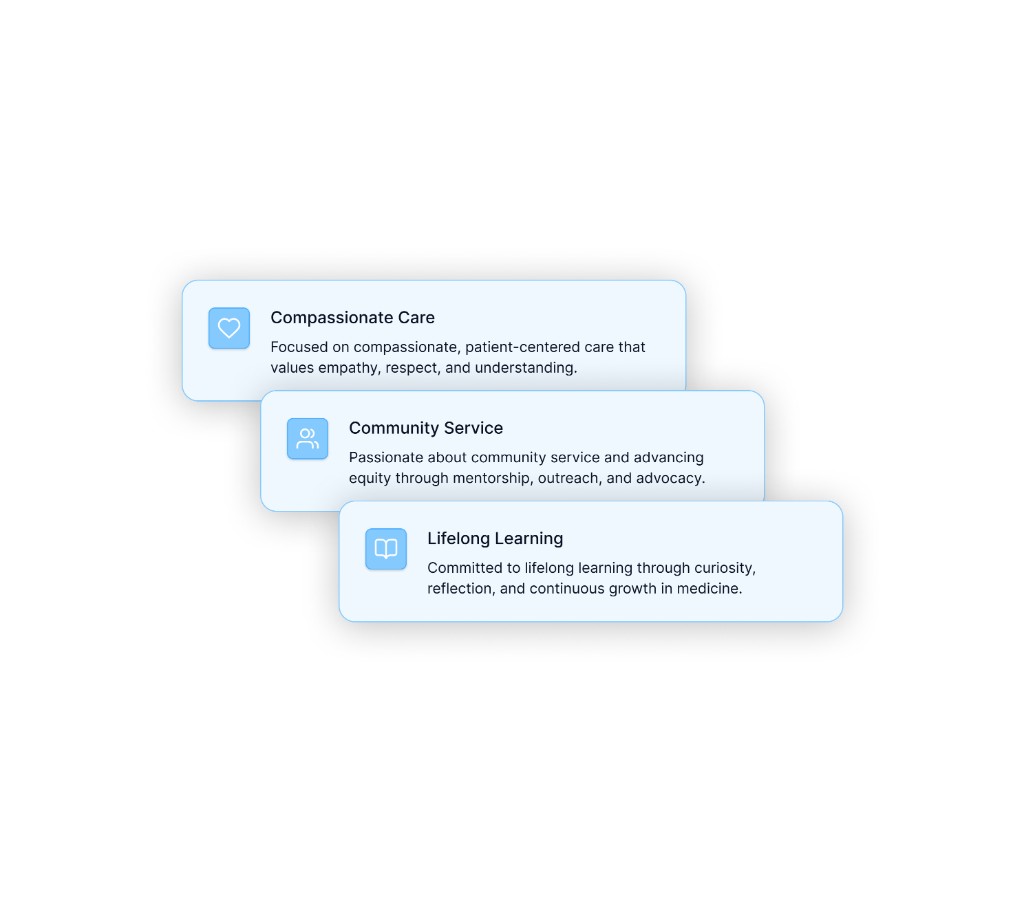 Medical student portfolio about section preview